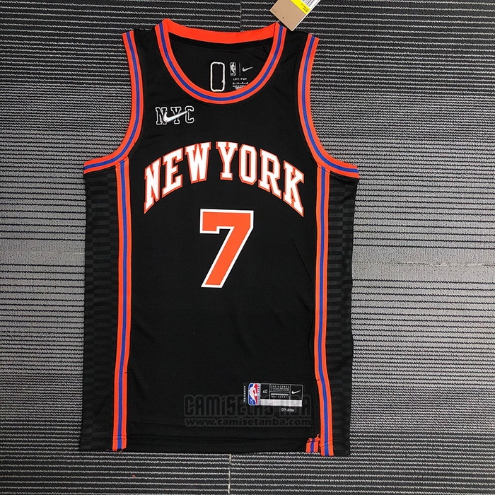 Camiseta New York Knicks Carmelo Anthony #7 Ciudad 2021-22 Negro